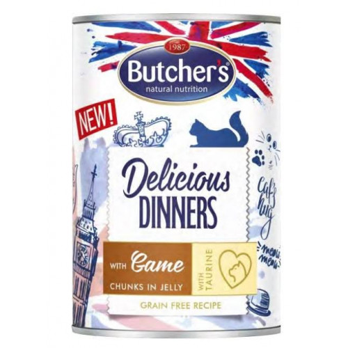 طعام رطب معلبات بوتشرز ديليشوس دينر قطع طوارد في الجيلي 400غ