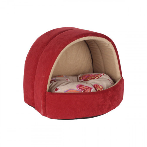 كوخ مريح للقطط والكلاب الصغيرة اللون خمري وسط