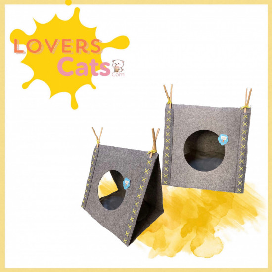 بيت قطط تصميم كوخ مع وسادة