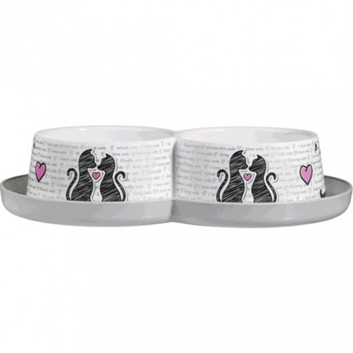 صحن طعام المحبين ابيض عميق مزدوج من موديرنا