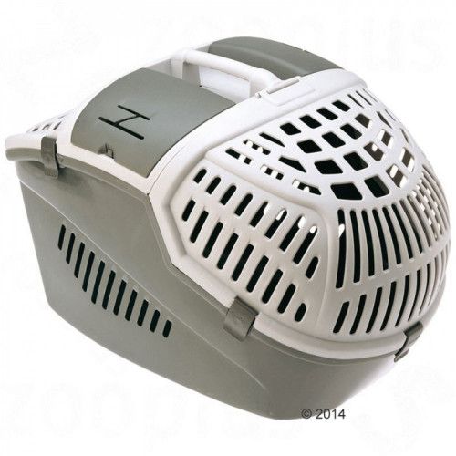صندوق تنقل للقطط  حجم كبير  رصاصي مع ابيض