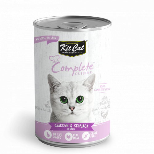 كت كات طعام قطط رطب وجبة متكاملة بالمرق والدجاج وتونة سكيبجاك 150غ