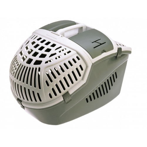 صندوق تنقل للقطط  حجم كبير  رصاصي مع ابيض