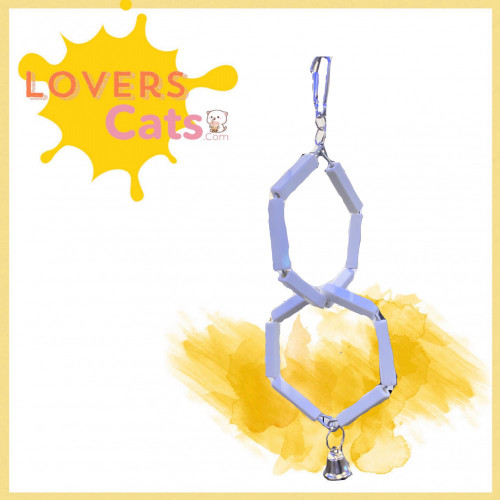 استاند خرز ابيض مع جرس للطيور الصغيره