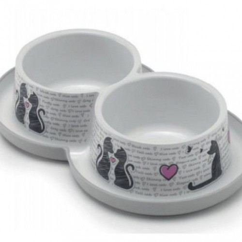 صحن طعام المحبين ابيض عميق مزدوج من موديرنا