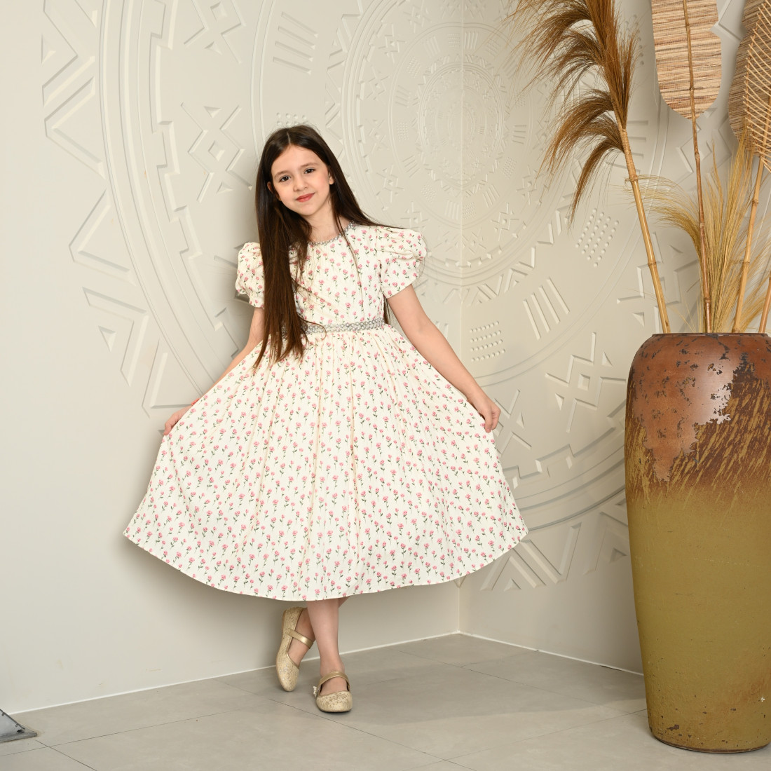 فستان بناتي بطبعة الورود - 682