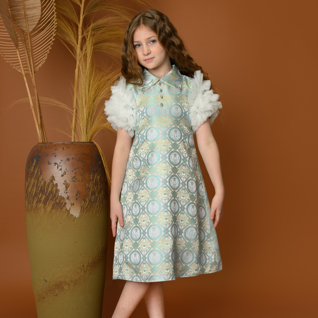 فستان بناتي أنيق ومزخرف - 764