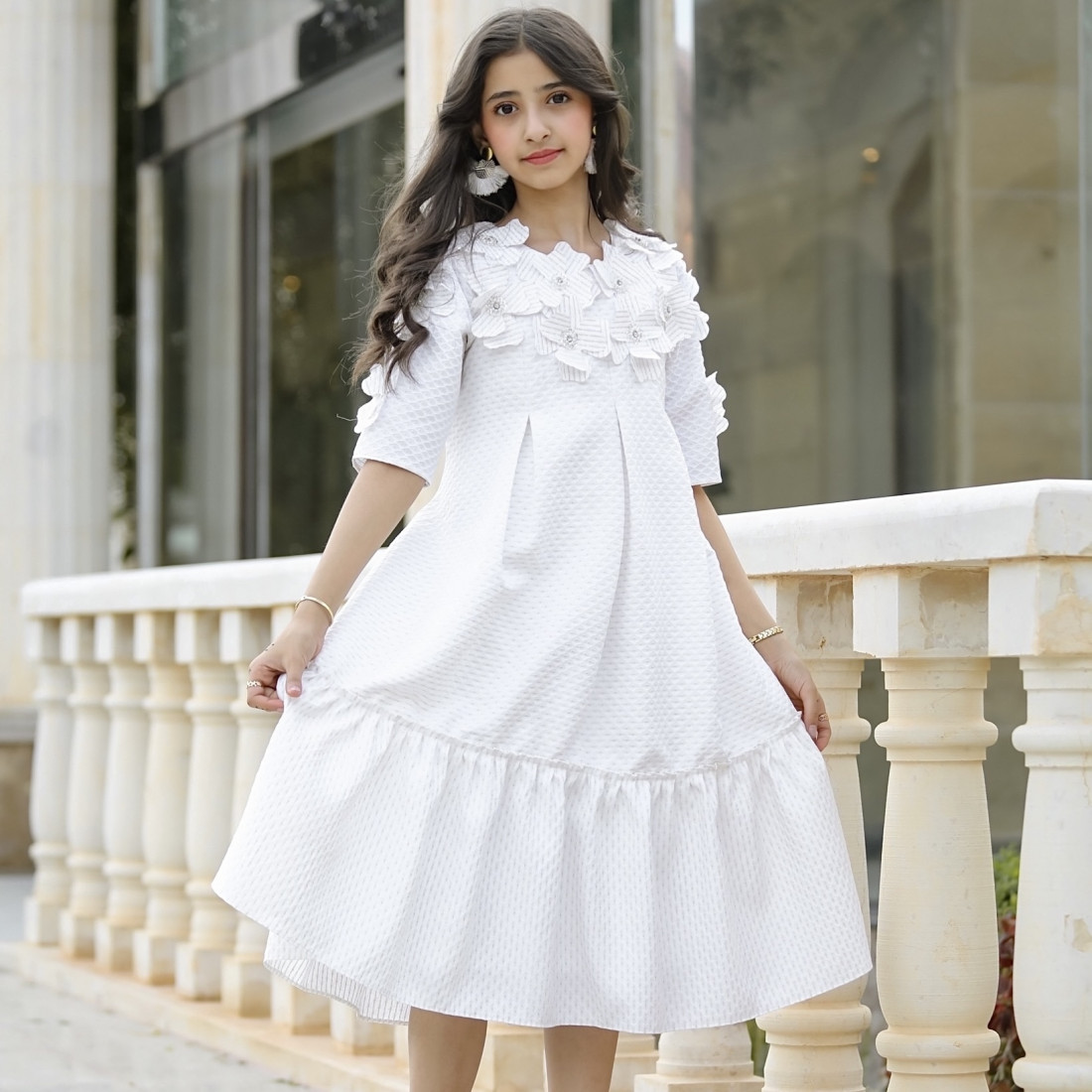 فستان بناتي بتصميم مميز ورود - 936