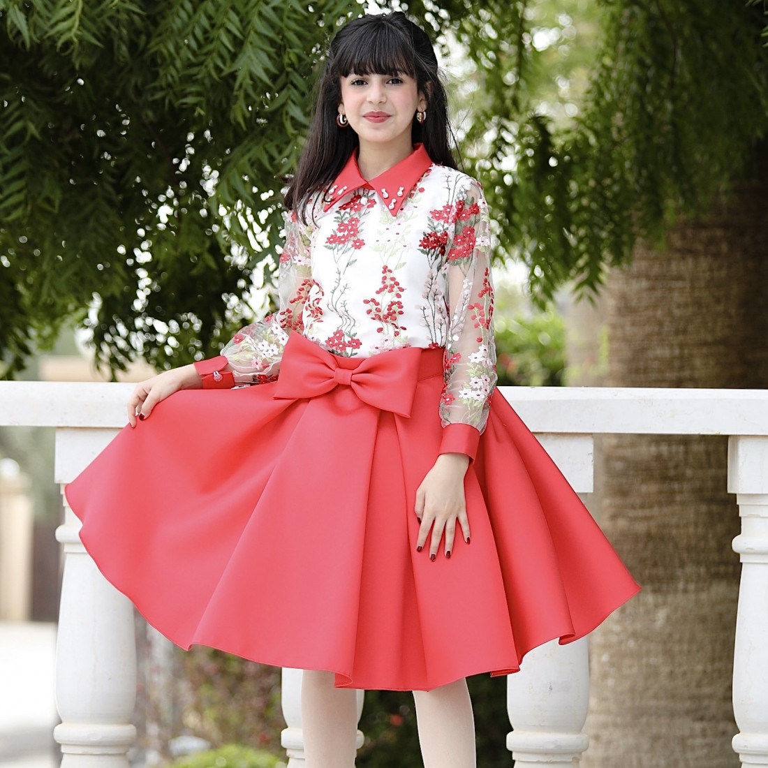 تيور بناتي أحمر مشجر - m3658