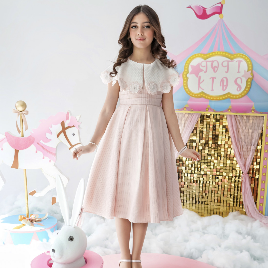 فستان بناتي دلعة ورود لونين - 927