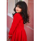 فستان بناتي مخمل أحمر بياقة مرصعة | فستان شتوي كلاسيكي - M3767