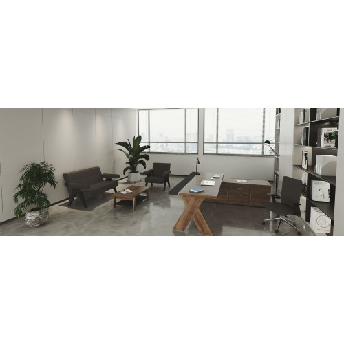  طقم أثاث مكتبي هورسي 3 قطع - رمادي وبني فاتح