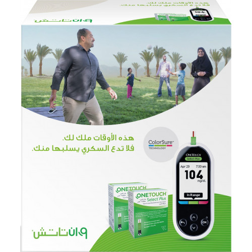 وان تاتش سليكت بلاس جهاز سكر+2 علبه شرائط