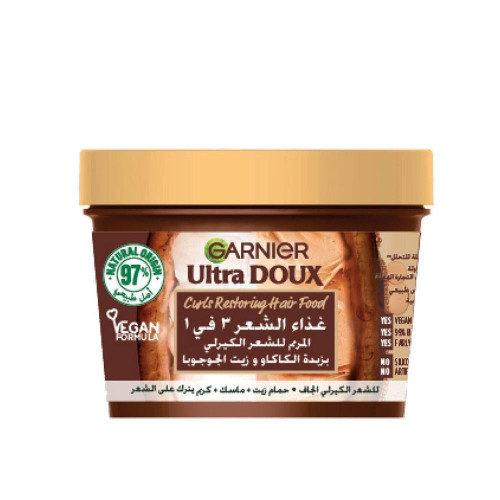 الترا دو غذاء الشعر المغذي 3 في 1 بزبدة الكاكاو وزيت الجوجوبا من غارنييه - 390 مل
