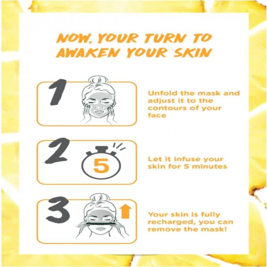 غارنييه قناع منديل للوجه مزود بجرعة فيتامين سي للبشرة المرهقة والباهتة بخلاصة الأناناس 15جرام