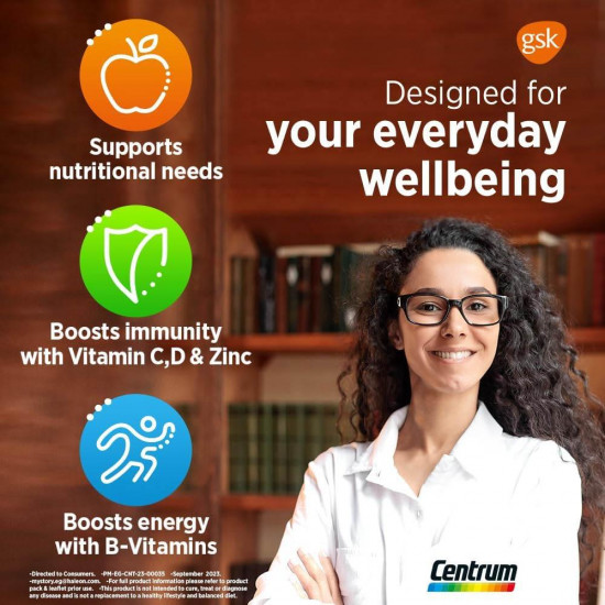 سنترم أبيض مع اللوتين مكمل غذائي متعدد الفيتامينات - 100 قرص