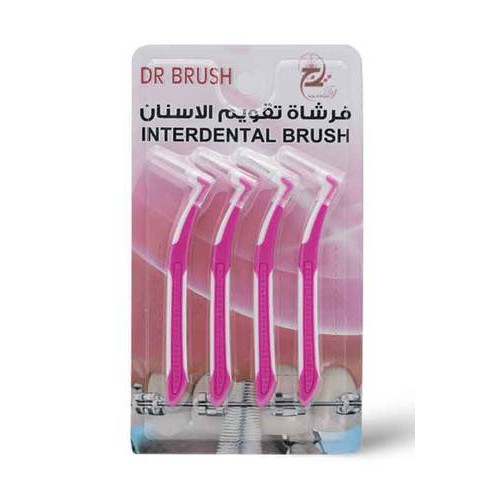 دكتور بروش فرشاة التنظيف للتقويم و بين الاسنان لون عشوائي-4قطع