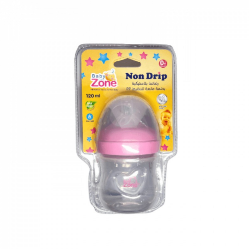 رضاعة بلاستيكية بحلمة مضادة للمغص من بيبي زون 120مل  لون عشوائي 8534