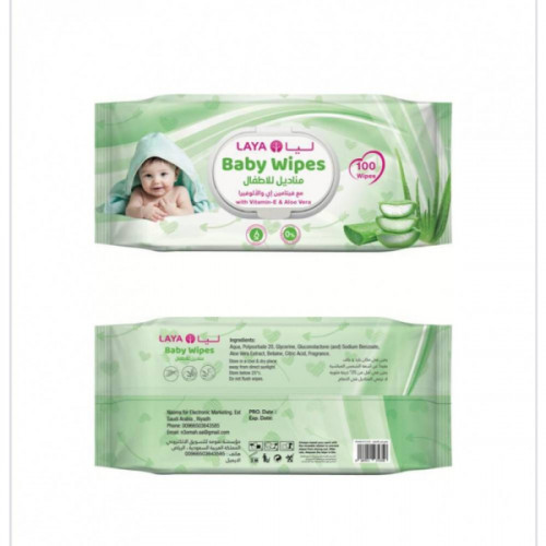 مناديل مبللة بخلاصة الصبار للبشرة الحساسة من ليا 100 حبة