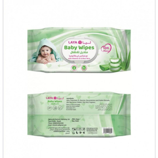 مناديل مبللة بخلاصة الصبار للبشرة الحساسة من ليا 100 حبة