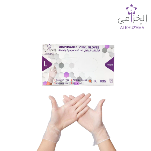 قفاز الخزامي فينيل  مقاس L بدون بودر بوكس 100 حبة