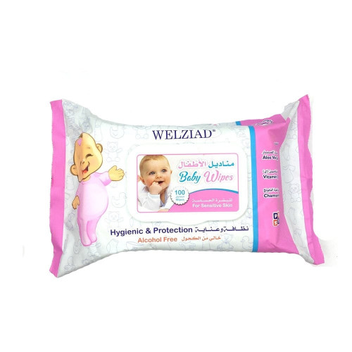 ويلزياد مناديل مبللة للاطفال نظافة وعناية للبشرة الحساسة-100منديل
