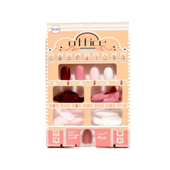 اظافر اصطناعية لاصقة ملونة 120 ظفر من اوفيس S103
