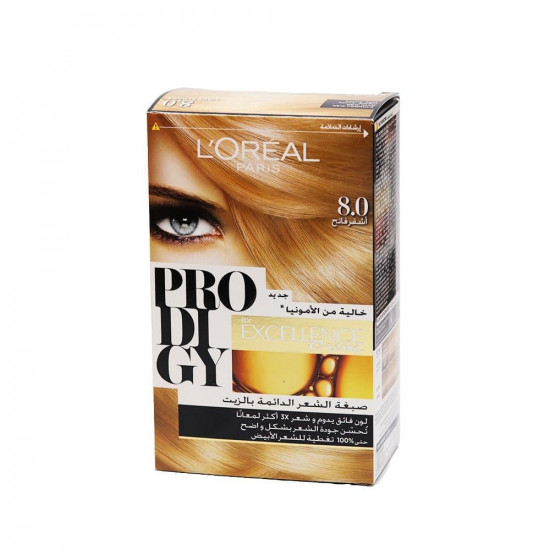 لوريال باريس بروديجي صبغة شعر - أشقر فاتح 8.0 لوريال باريس بروديجي صبغة شعر - أشقر فاتح 8.0