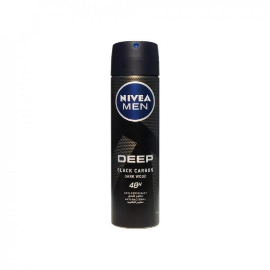 نيفيا للرجال مزيل عرق بخاخ ديب بلاك كاربون برائحة العود - 150 مل