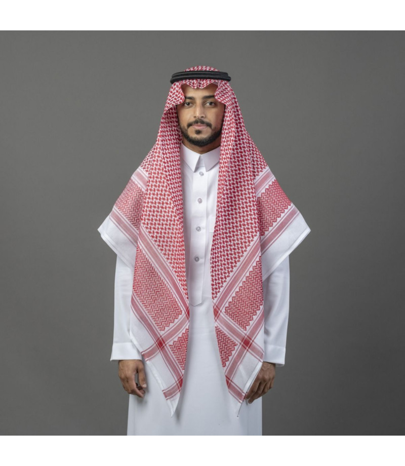 شماغ بيسك إنجليزي أحمر غامق - أناقة وجودة عالية