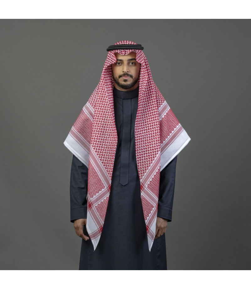 شماغ بيسك إنجليزي أحمر غامق - أناقة وجودة عالية