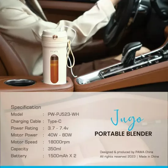 خلاط عصائر محمول بسعة 350ml من شركة باوا - ضمان لمدة سنة