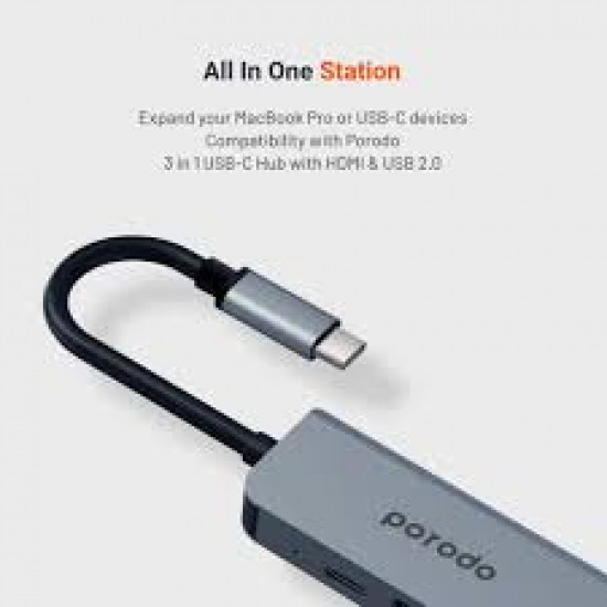 وصلة USB-C إلى HDMI و USB-A و USB-C - من شركة بورودو - ضمان سنة