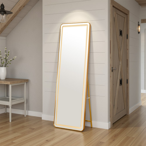 مرآة استاند مضيئة بإطار ذهبي 170×60 سم مرآة استاند مضيئة بإطار ذهبي 170×60 سم