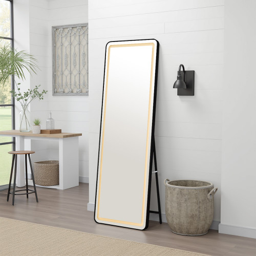 مرآة استاند مضيئة بإطار أسود 170×60 سم مرآة استاند مضيئة بإطار أسود 170×60 سم