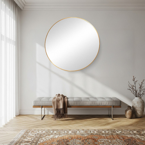 مرآة ديكور حائط دائرية بإطار ذهبي 100×100سم