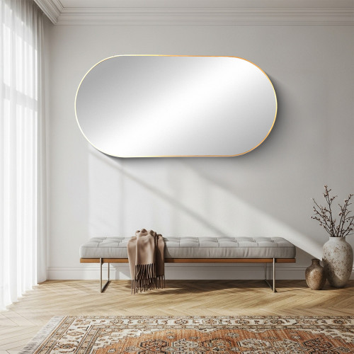 مرآة ديكور حائط بإطار ذهبي 70×140 سم