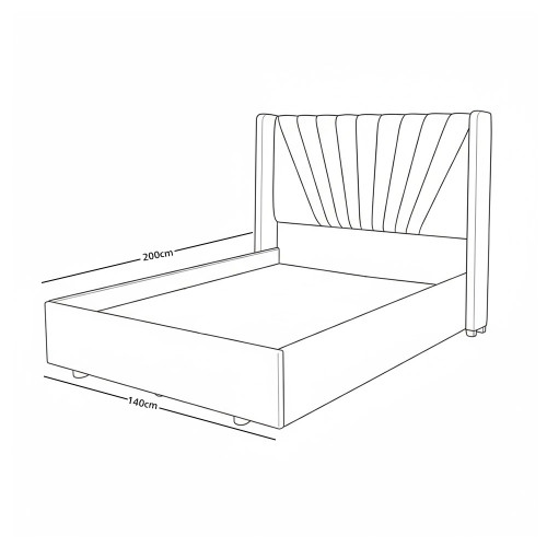 سرير خشبي بتنجيد مخملي فاخر 140×200سم سرير خشبي بتنجيد مخملي فاخر 140×200سم