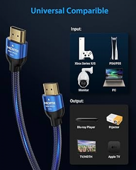 سلك hd 1024 _ 4k واعلى للتلفزيون عالي الدقه وكروت شاشه الالعاب والشاشات العاديه وبلاي ستيشن 4 و5 اكس بوكس وغيرهم