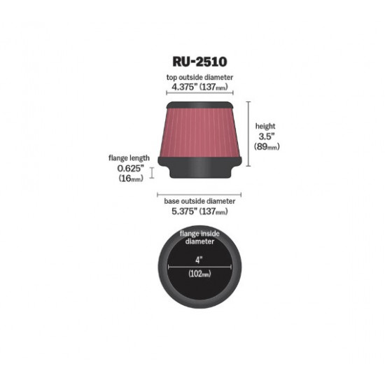 فلتر هواء كي ان K&N RU-2510 – أداء عالي وتوافق واسع