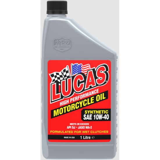 زيت لوكاس Lucas فول سينثتيك 10W‑40 للدراجات النارية – 1 كوارت (946 مل)