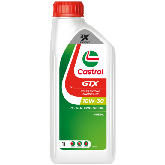 زيت كاسترول GTX 10W‑30 Castrol – 1 لتر – API SL / ACEA A3/B3, A3/B4 – معدني