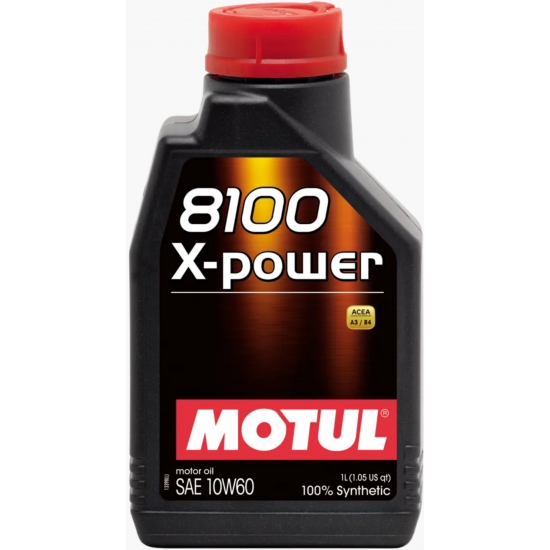 زيت موتول Motul 8100 X-Power SAE 10W-60 – زيت محرك تخليقي بالكامل عالي الأداء 1 لتر