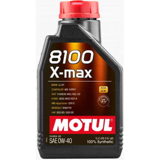 زيت موتول Motul 8100 X-MAX SAE 0W-40 – زيت محرك تخليقي بالكامل عالي الأداء 1 لتر زيت موتول Motul 8100 X-MAX SAE 0W-40 – زيت محرك تخليقي بالكامل عالي الأداء 1 لتر