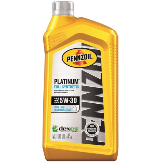 زيت المحرك الصناعي الكامل بنزويل Pennzoil Platinum 5W-30 – سعة 1 كوارت (946 مل)