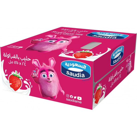 حليب السعوديه بالفراولة 200مل*18 حبة (كرتون)