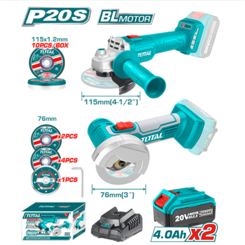 مجموعة صاروخ مع صاروخ راس جانبي على بطارية ومجموعة ديسكات 20V 2-IN-1 توتال