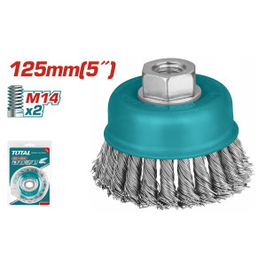 فرشاة جلخ حديد خشنة كوب قياس 125 مم سلك 0.5 مم توتال