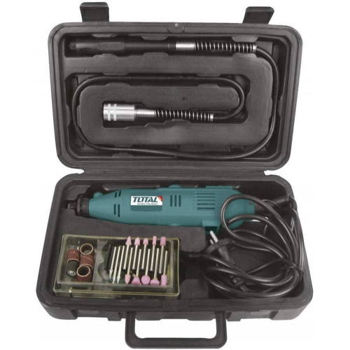 شنيور وصاروخ صغير 130 وات مع اكسسوارات 100 قطعة من توتال شنيور وصاروخ صغير 130 وات مع اكسسوارات 100 قطعة من توتال