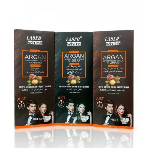 شامبو صبغة شعر السريعة بزيت الارجان اسود طبيعي من ليزر وايت 420مل